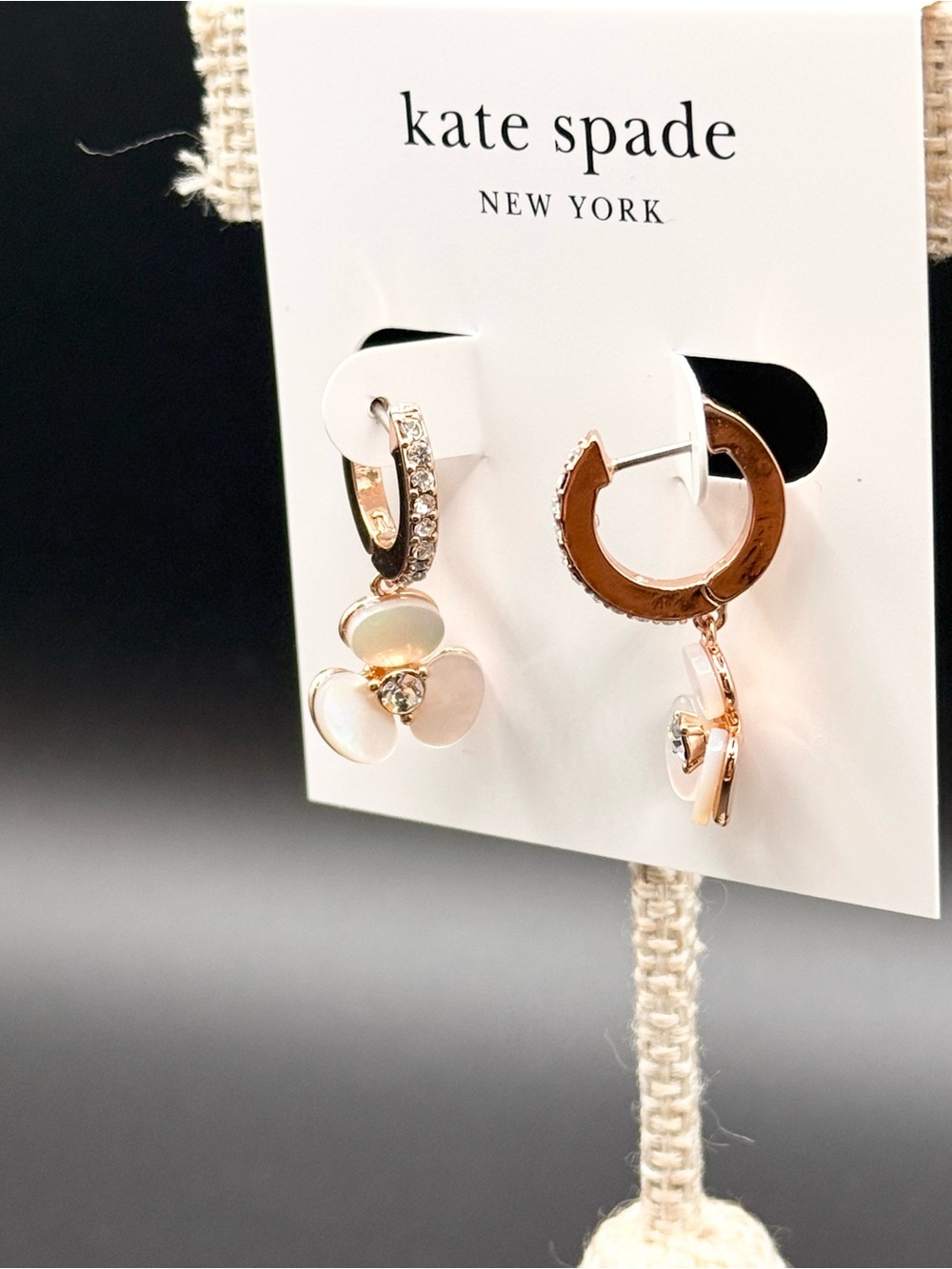 Kate Spade 14k Rose Gold-Plated Pavé & Mother-of-Pearl Flower Drop Earrings - Picture 2 of 7